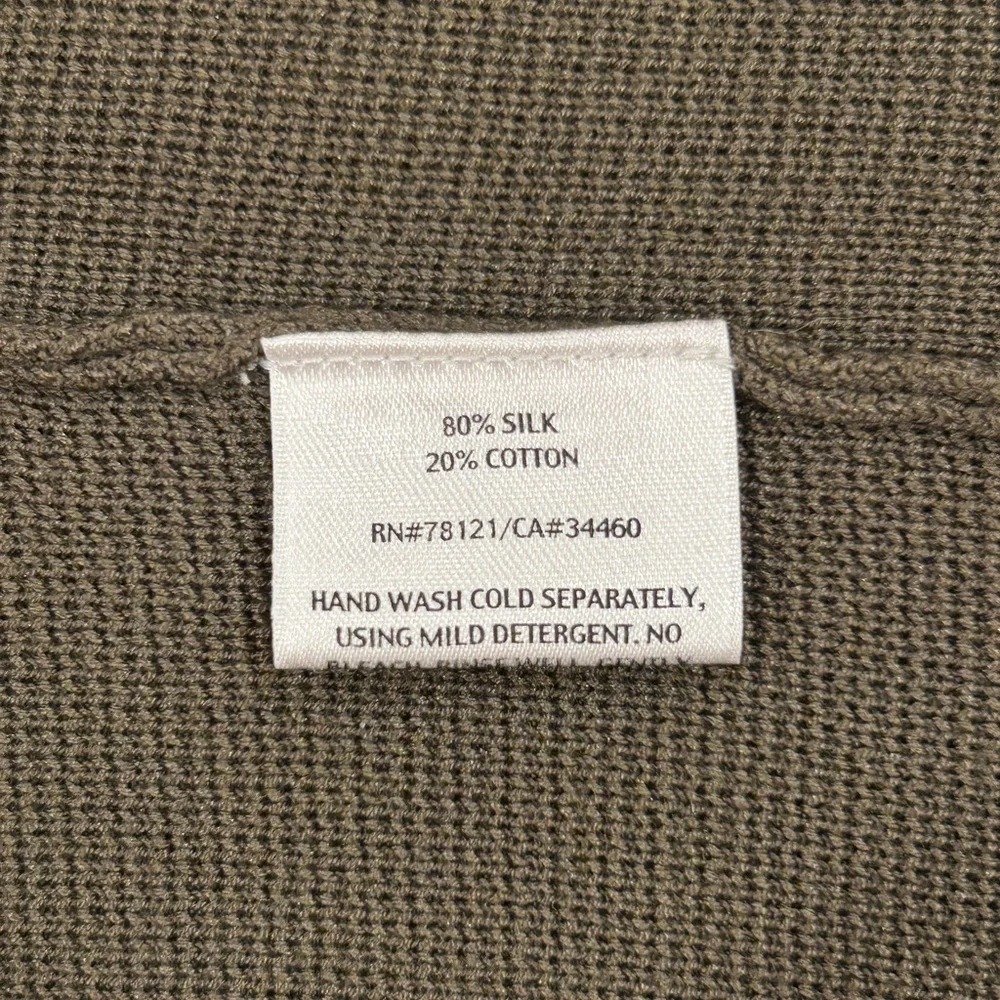 Eileen Fisher Silk Cotton Interlock Snap Long Cardigan Jacket Olive Green Size L - Picture 5 of 8